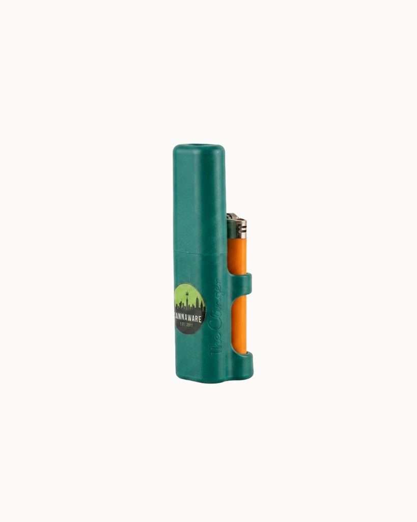 Cannaware Clinger Green Double Tube Storage & Lighter Holder